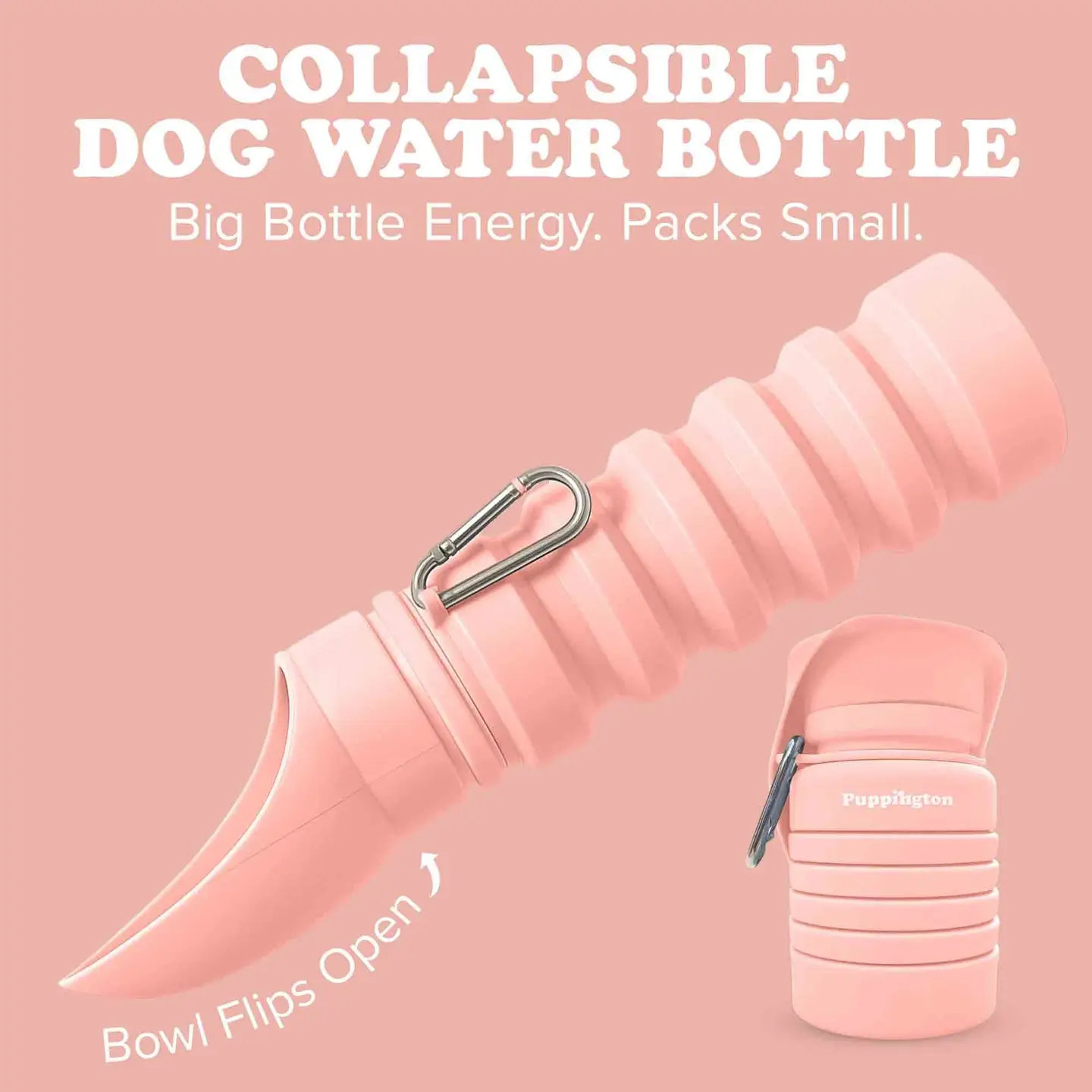 Puppington Faltbare Hundetrinkflasche 550 ml Blush Pink