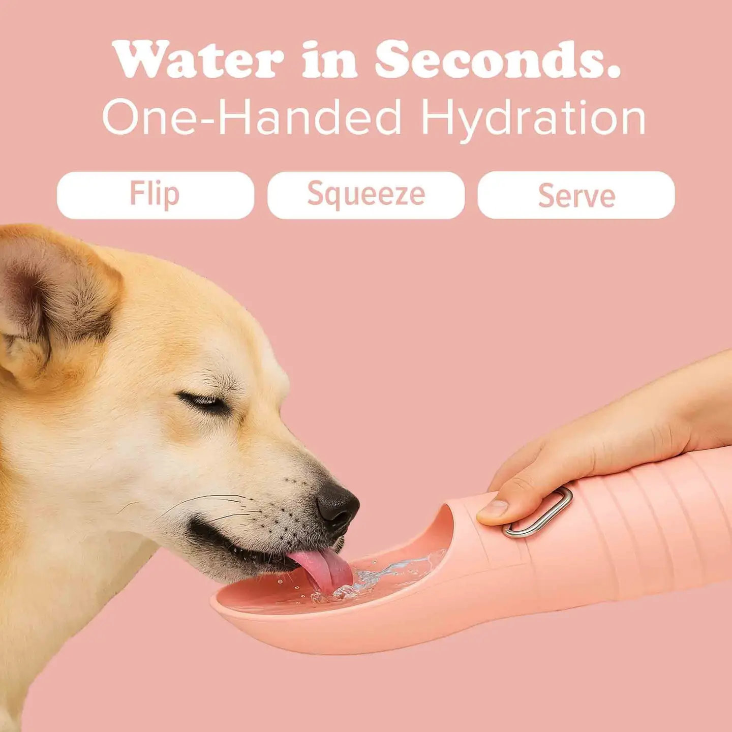 Puppington Faltbare Hundetrinkflasche 550 ml Blush Pink