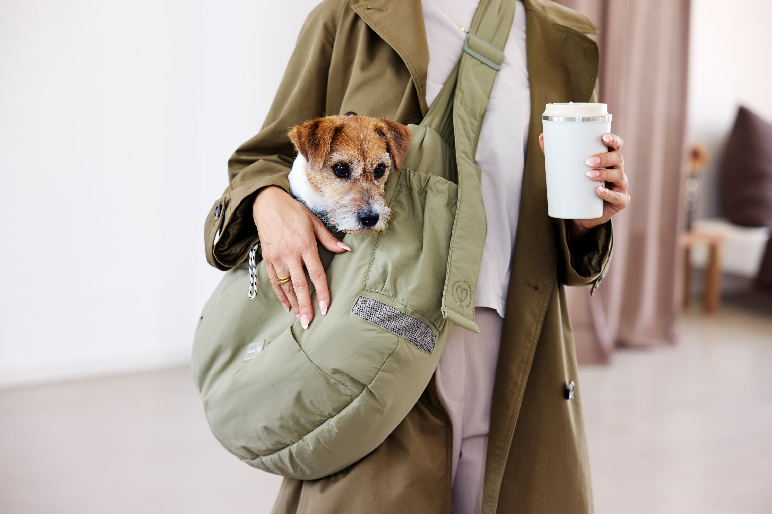 PALOPA Dog Bag BARA Crinkled Pale Olive