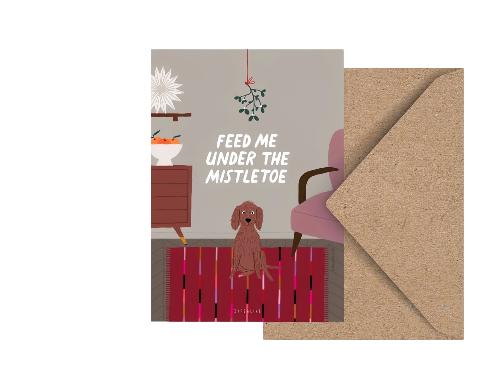 Postkarte Petisfaction DOGS Mistletoe