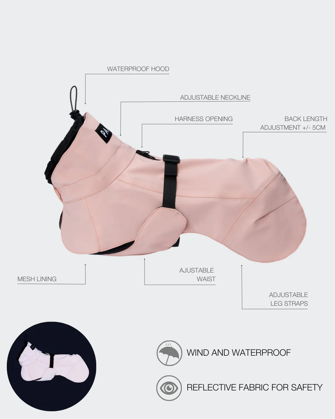 Hunderegenmantel VISIBILITY RAINCOAT Lite Rose