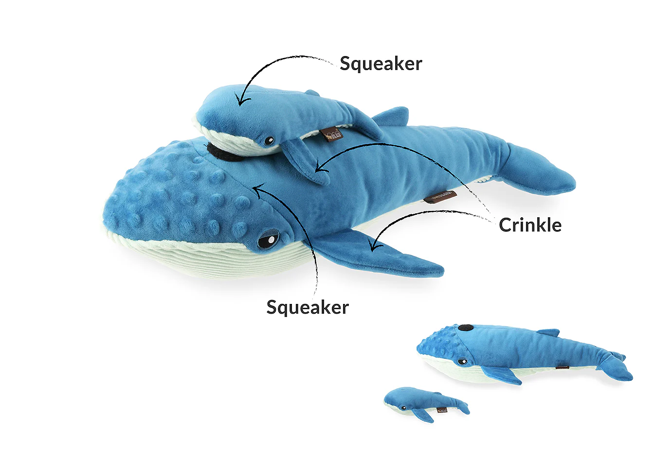 Hundespielzeug Ocean Buddies BIG BLUE & BABY BLUE Blauwale