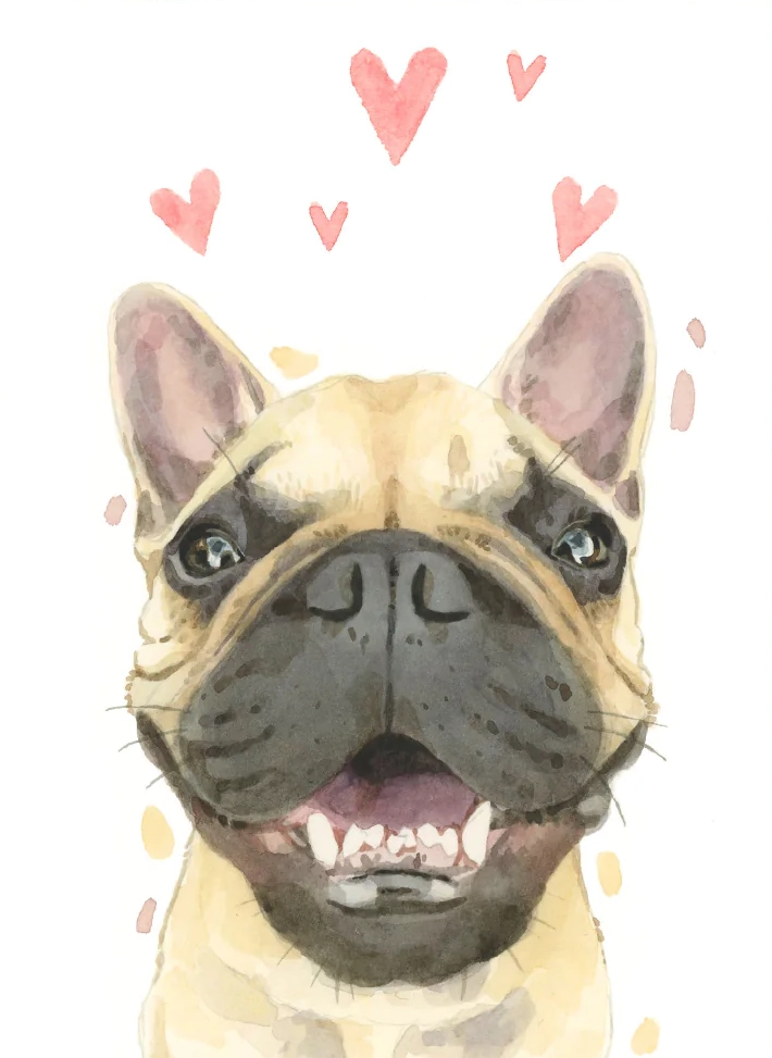 Grußkarte French Bulldog LIKKS & KISSES