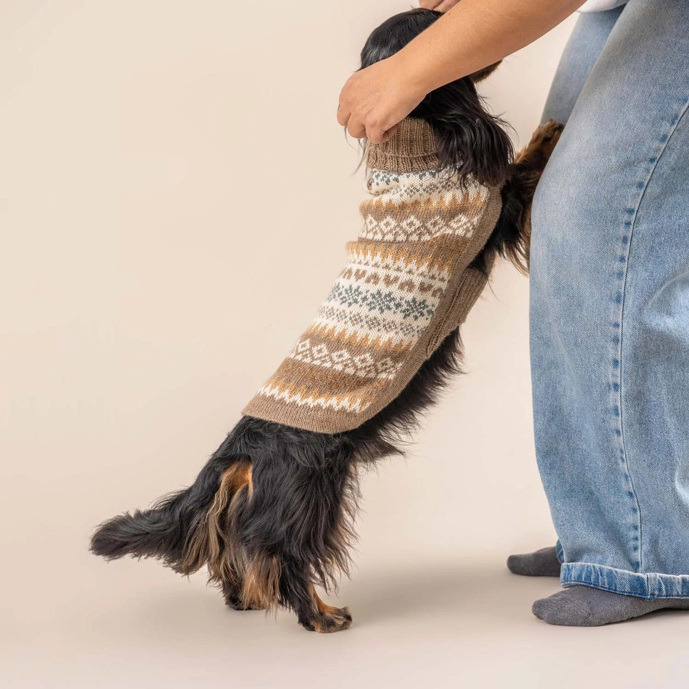 Alqo Wasi FALL MEDLEY Alpaka Hundepullover Brown Gr. L