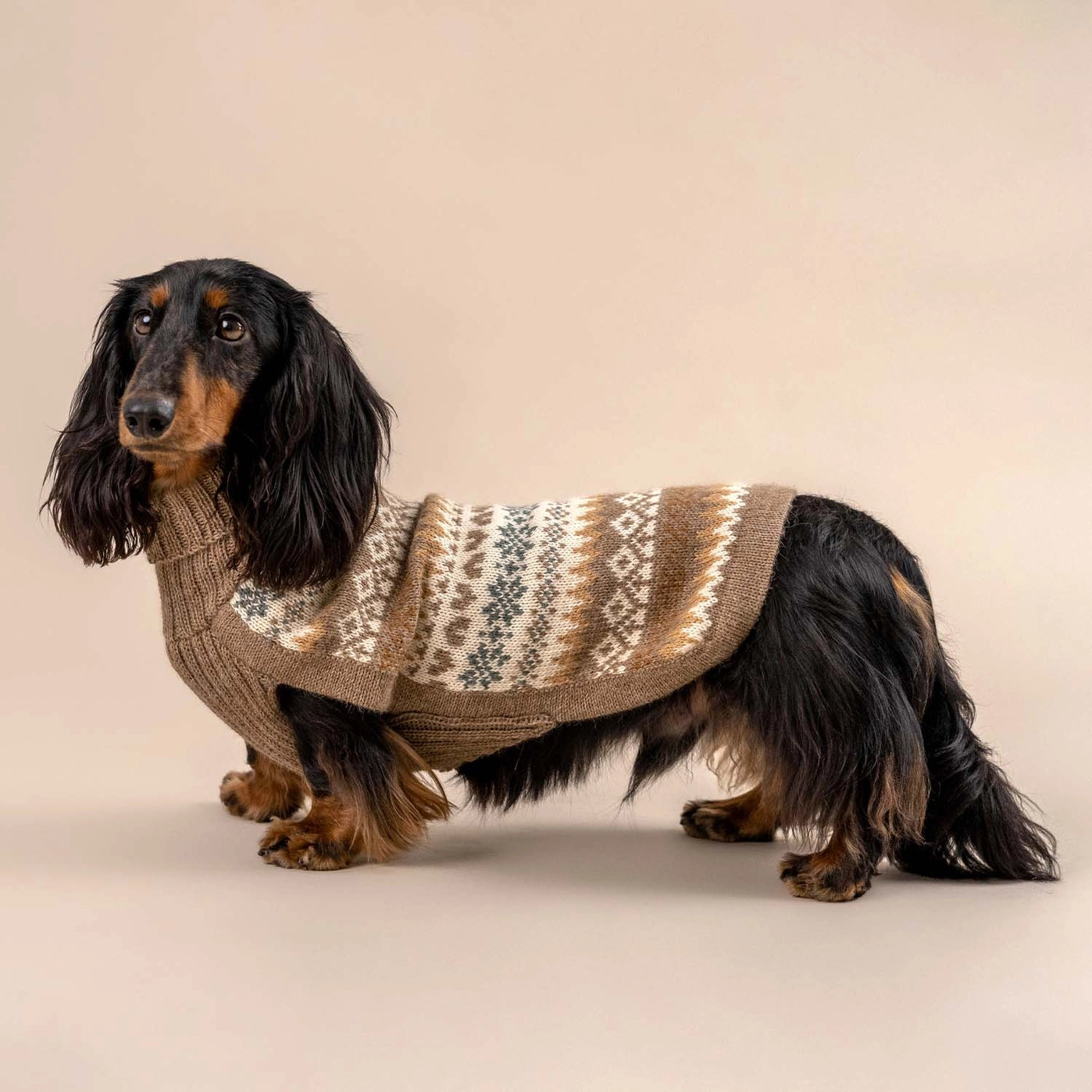 Alqo Wasi FALL MEDLEY Alpaka Hundepullover Brown Gr. L