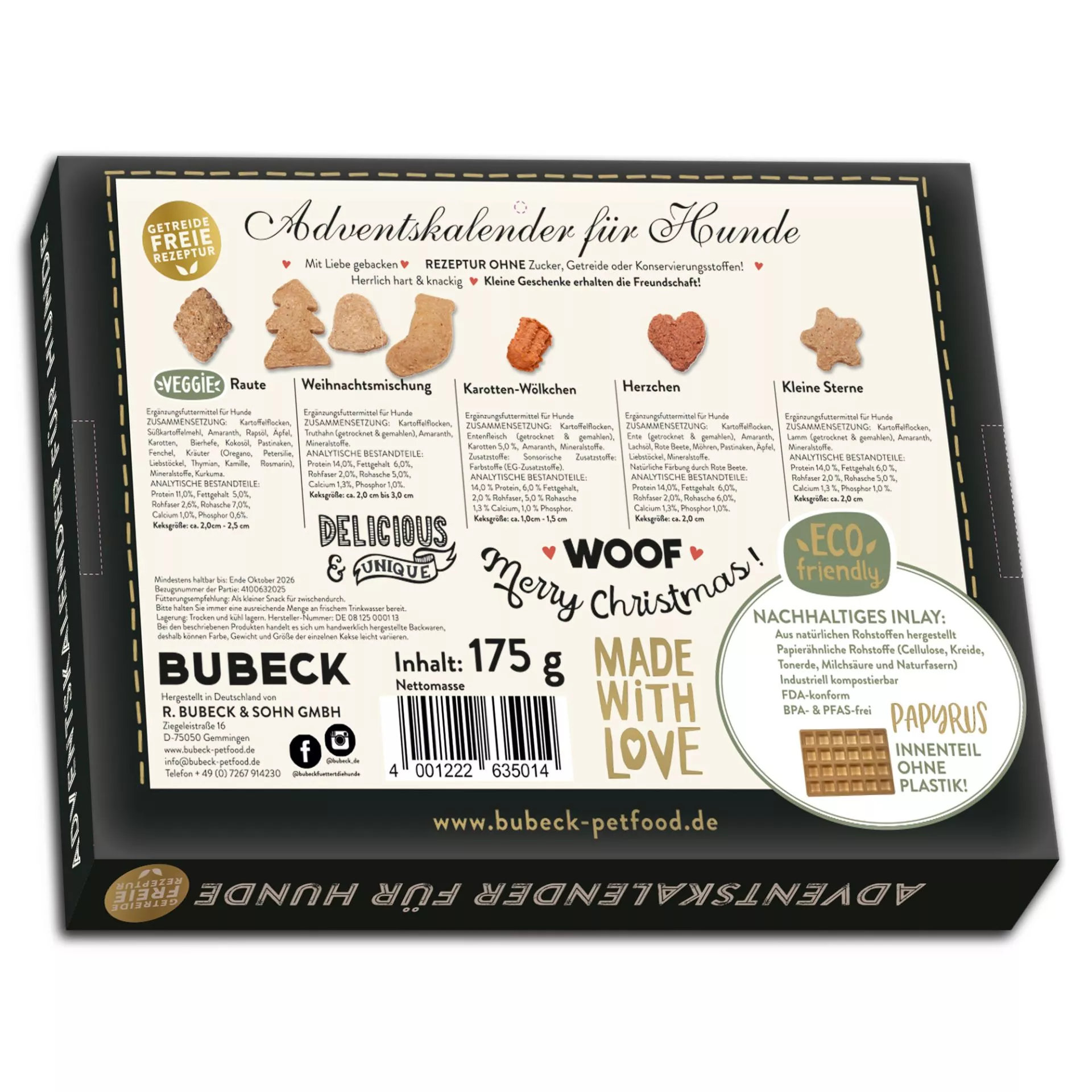 Bubeck Adventskalender 2026 HIPSTER – 175 g Hundekekse